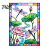 Decorative Glass Cling for Home Dragonfly Lotus Stained Style Window Cling, Rainbow Suncatcher Static Light Effect Sticker Decal, Privacy Film