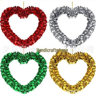 Christmas Love Heart Tinsel Wreath Decoration for Weddings, Parties, and Home