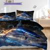Tuna Pattern Bedding Quilt Set Quilt Cover Pillowcase Home Decoration Birthday Gift (1 * duvet cover + 2 * pillowcase, without core)