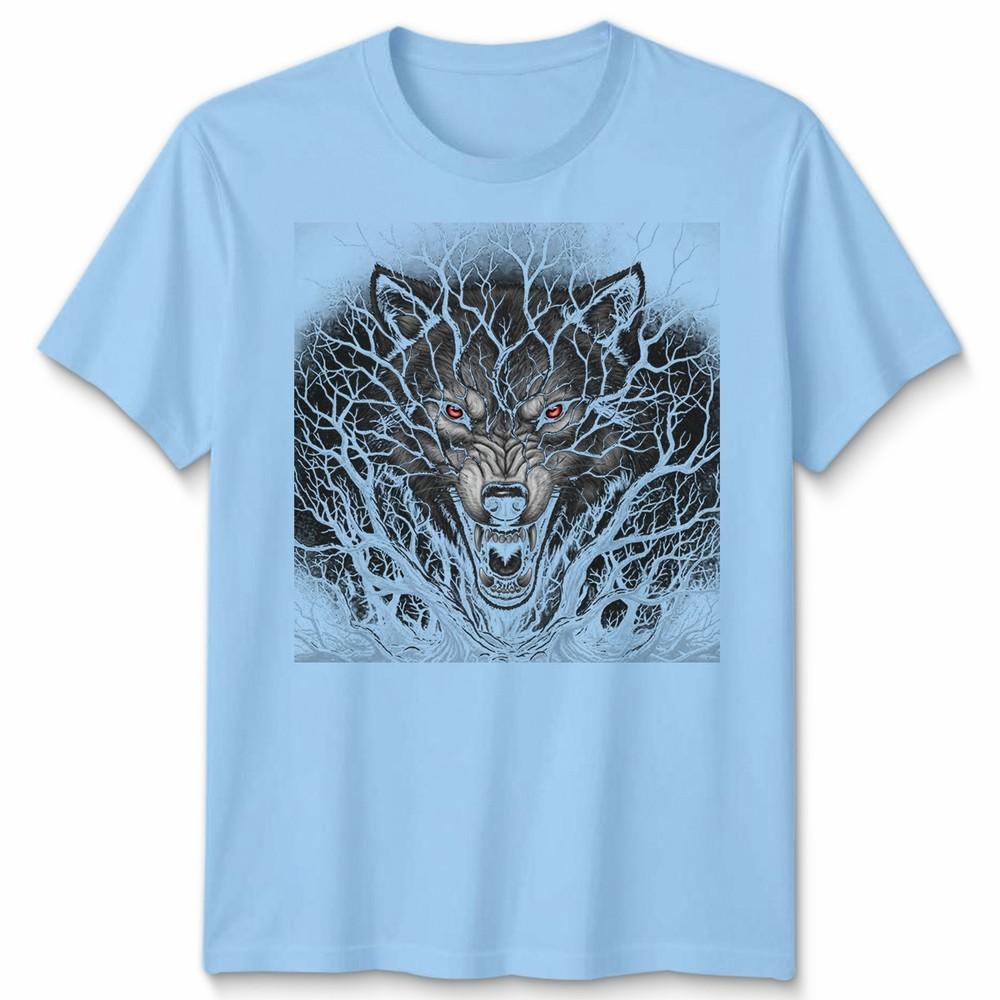 Spiral Forest Wolf Unisex T Shirt Black Cotton Goth Biker Rock Graphic Tee Shirt S