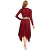 Womens Worship Dance Dress Metallic Patchwork Long Sleeve Irregular Hem Tunic Lyrical Performance Gown