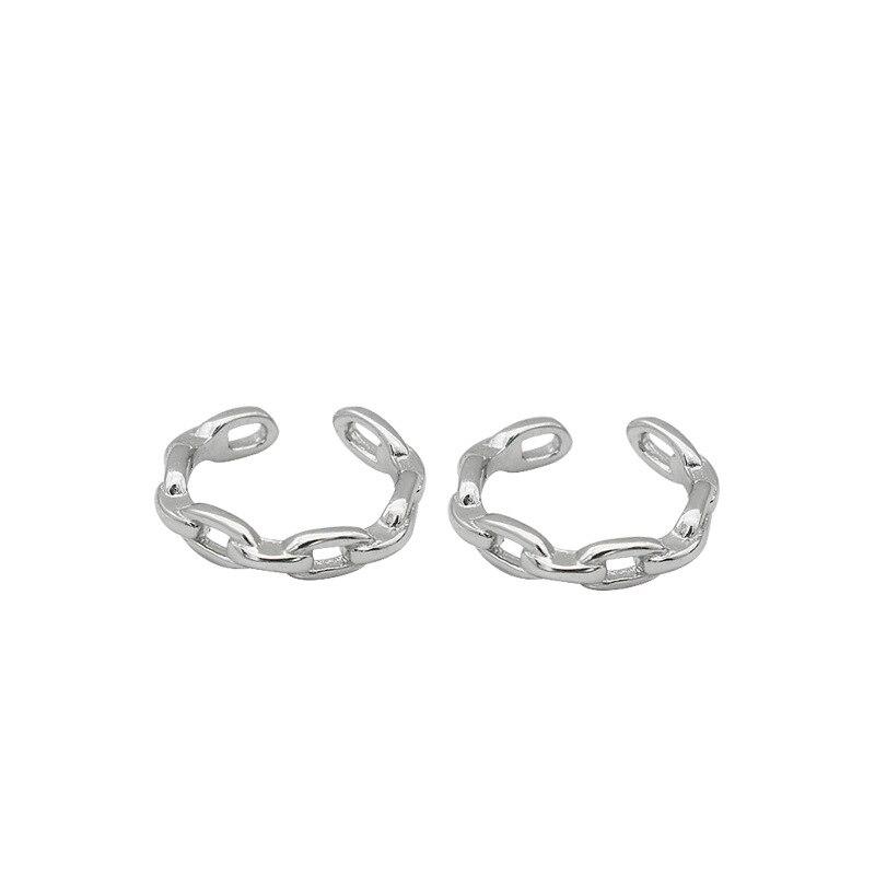 LKO Real 925 Sterling Silver Trendy Ear Cuff For Girl  Retro Circle Clip-on Simple Earrings For Women Jewelry