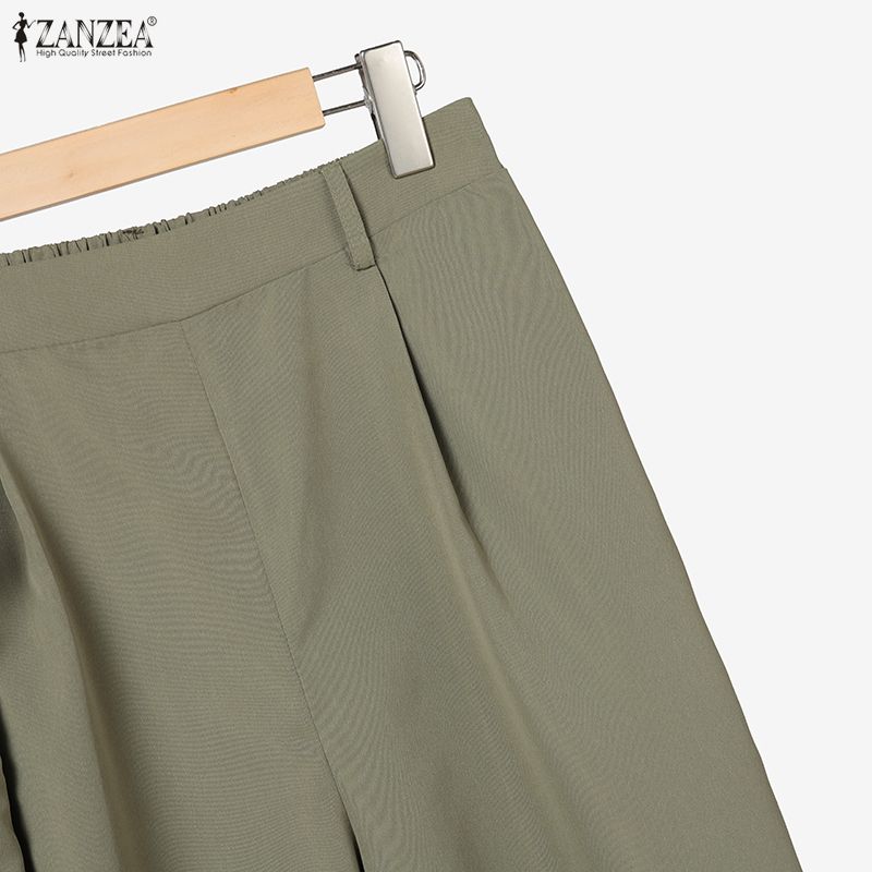 ZANZEA Conjuntos de traje casual de dos piezas con blusa y pantalones de manga corta para mujer