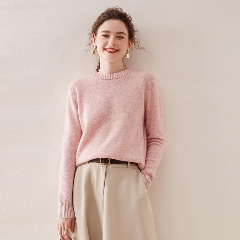 2025 Women's Autumn/Winter Cashmere Round Neck Double-Ply Thick Sweater - Loose, Versatile, Knit Base Layer