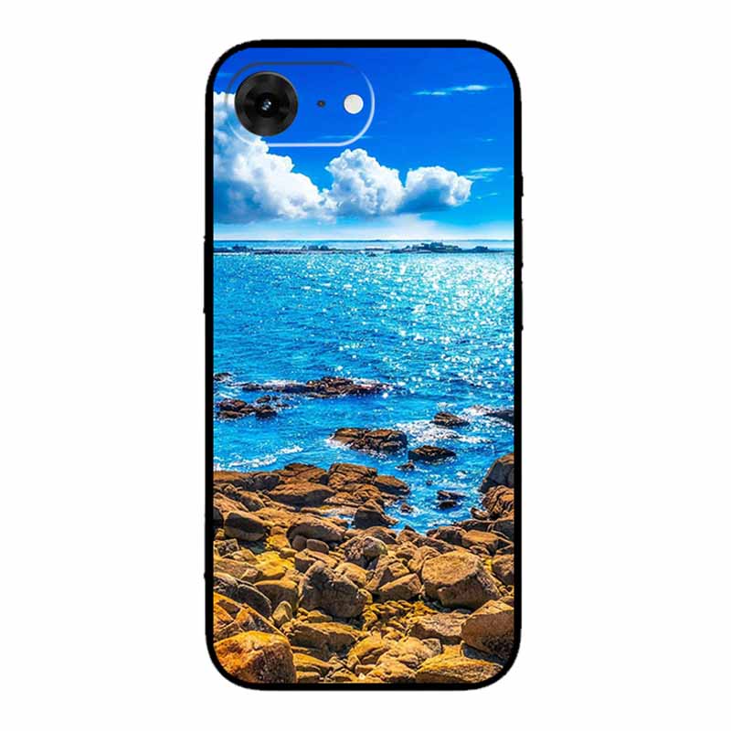 For iPhone 16e 2025 Case 16 E Coque Flowers Black Silicone Soft Back Cover Case For iPhone 16e Phone Cases 6.1" Funda Shockproof