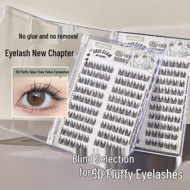 

JONBOS 5D Self-Adhesive Fluffy False Eyelashes - No Glue Needed, Natural Look