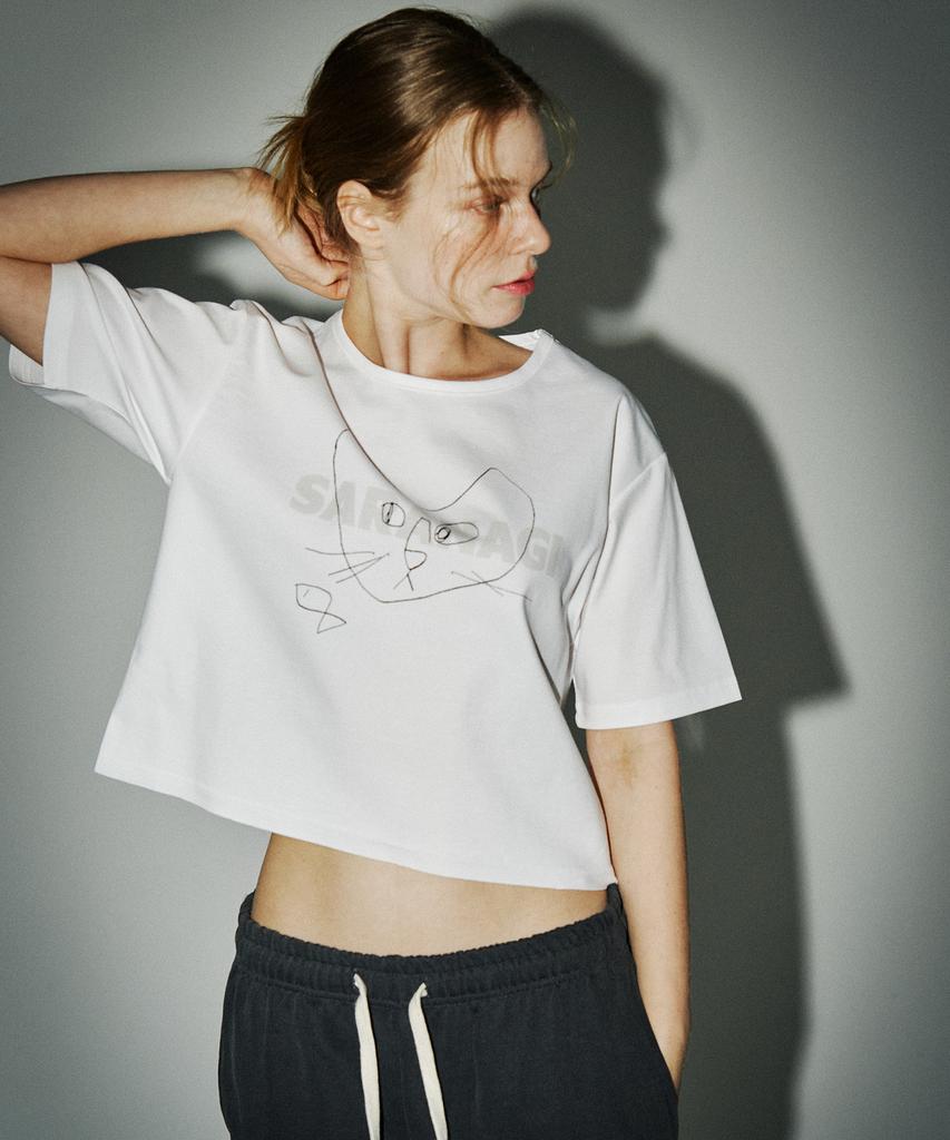 SARANAGI Se0524-Crop T-Shirt(White)