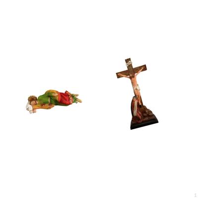 Resin Joseph Jesus Statue Decorative Sculpture for Tabletop Shelf Office Car Mother Mary Ornament