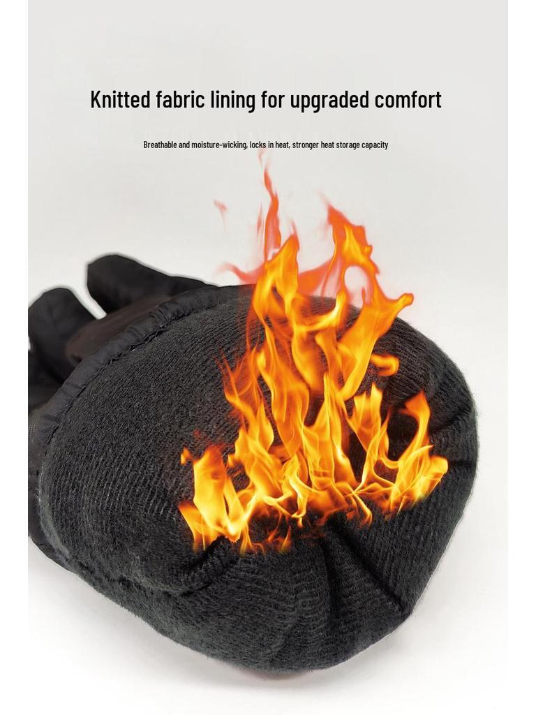 Windproof Ski Gloves for Men & Women, Thick Velvet, Touchscreen-Compatible, Warm 5-Finger Linings for Carving & Winter Sports