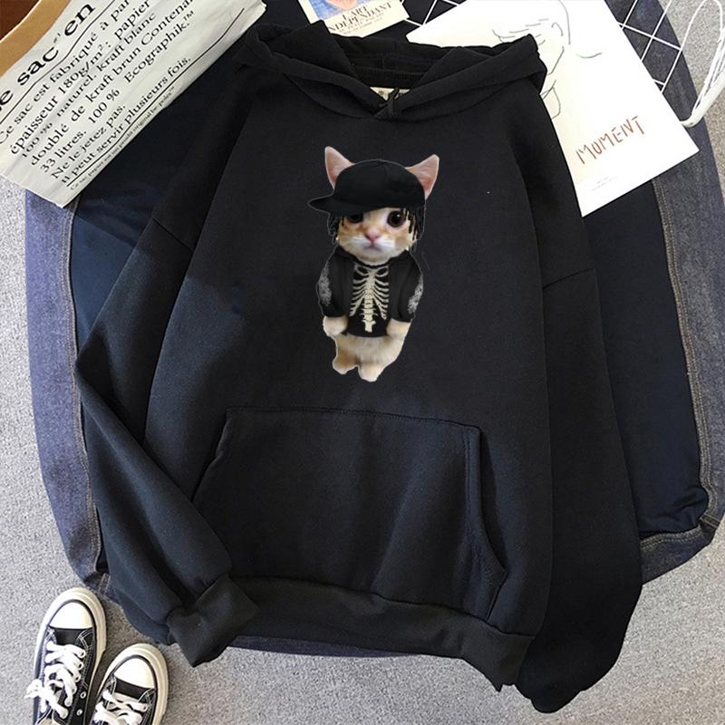 Толстовка с капюшоном EI Gato Meme Sad Crying Cat Kitty 3D Print Sweatshirt Осень Зима Ленивый Стиль Свободная толстовка с капюшоном Модная одежда Черный с капюшоном S 1728₽