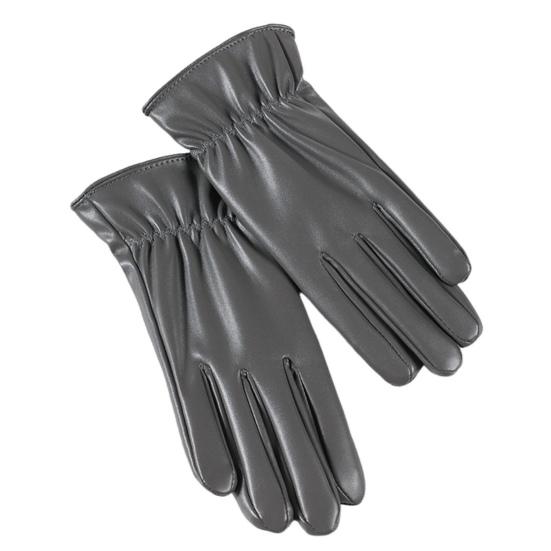 

1 пара зимних перчаток для велоспорта, морозостойкие, с плюшевой подкладкой, для сенсорного экрана, ветрозащитные, из искусственной кожи, однотонные, нескользящие, для холодной погоды на открытом воздухе серый