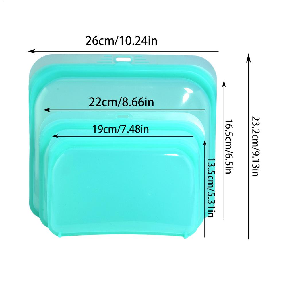 Силиконовые пакеты для хранения продуктов многоразовые пакеты для заморозки набор из 3 штук герметичный органайзер холодильник для фруктов овощей 7145₽