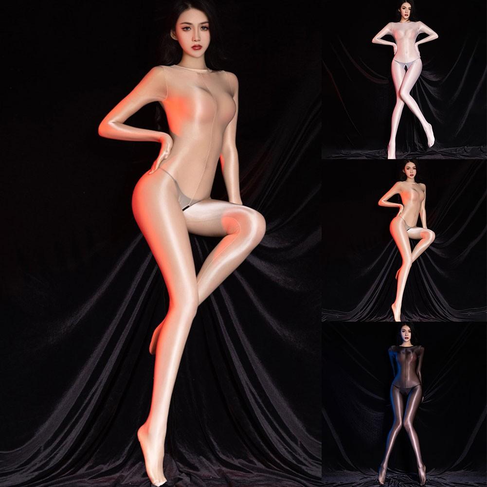 Jumpsuits Open Crotch Pantyhose See Through Sheer Stretch