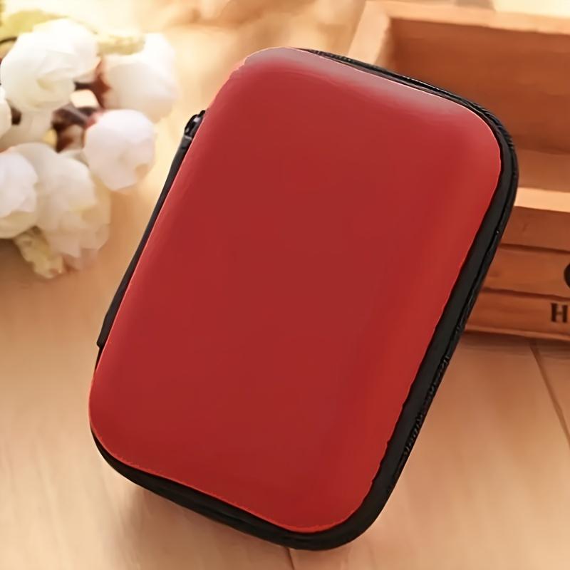 1pc Travel Mini Portable Earphone Bag, Coin Wallet Storage Box Jewelry Ornament Box, Home Decor, Christmas Gift, New Year Gift
