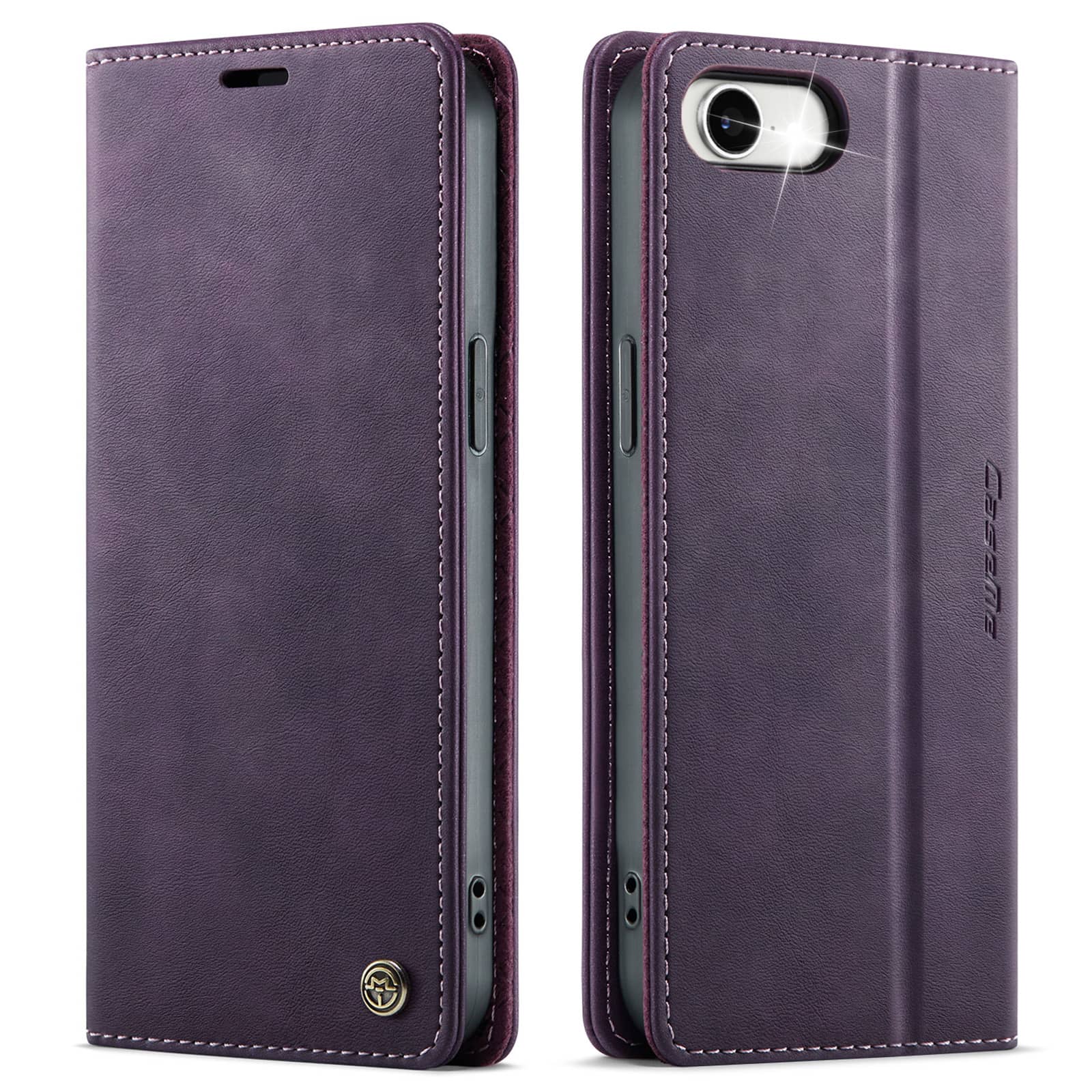 For iPhone 17e 16e Luxury Wallet Case Retro PU Leather RFID Blocking Card Holder Magnetic Flip Cover Kickstand Shockproof Case For iPhone 16e фиолетовый
