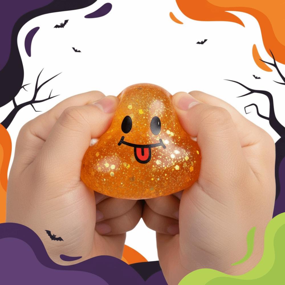 Maltose-filled Halloween Ghost Squeeze Toys Sticky-Free Glitter Slow Rebound Fidget Ball Halloween