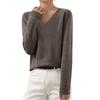 Women's Autumn And Winter Fashion Long-sleeved Basic V-neck Loose Pullover Sweater Top