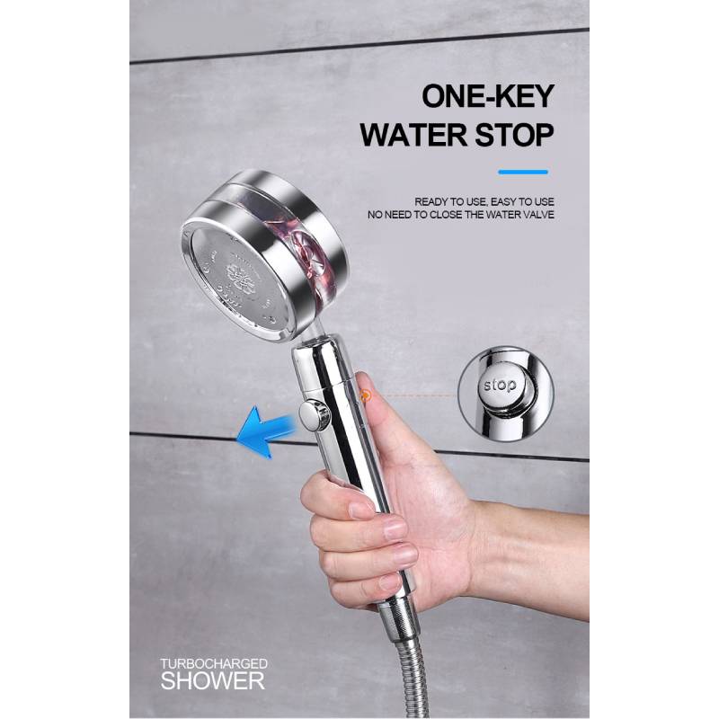 Pressure Turbocharged Flower Fountain Type Shower Head 3 Mode Saving Water with Water-Stopping,2021 Tik Tok Hot Sell