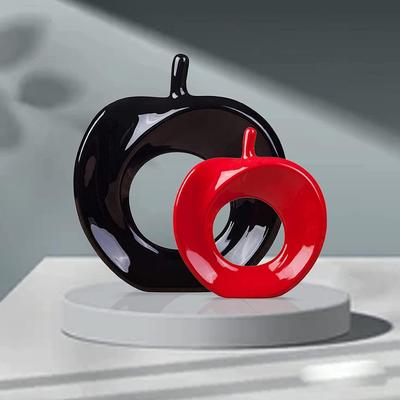 Piękny ceramiczny element dekoracyjny w kształcie jabłka (Opakowanie 2 sztuk, kolor czarny i czerwony)