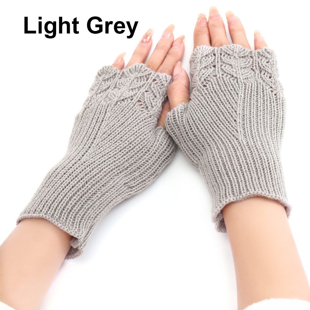 Winter Soft Candy Color Arm Warmers Knitted Gloves Fingerless  Mittens Thick Warm