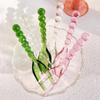 Vintage American Glassware - Creative Pink & Green Glass Beads Spoon & Fork for Home Use