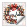 Indoor Outdoor Holiday Ornaments Watercolor Christmas Wreath Static Window Cling, Reusable Xmas Sticker with Red Bow Seasonal Home Decor Winter