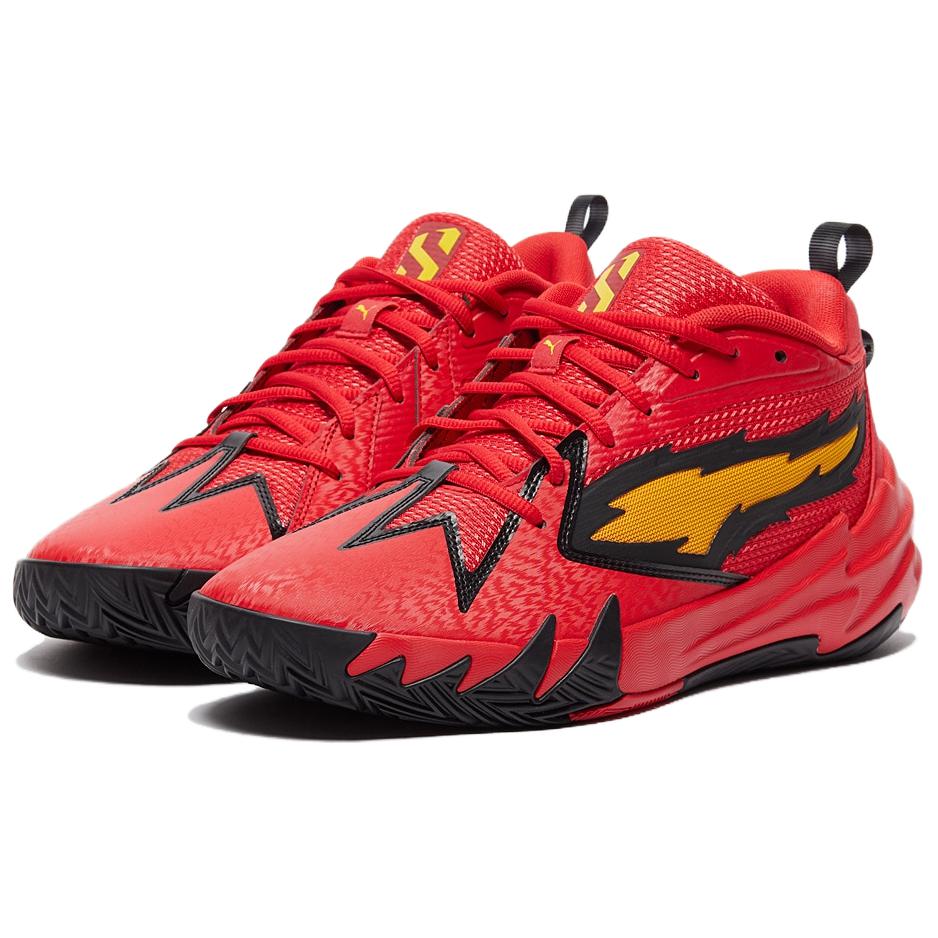 Puma Men's Scoot Zeros Retro Portland Low-Top Basketball Sneaker For All Time Red Yellow Sizzle 311070-01