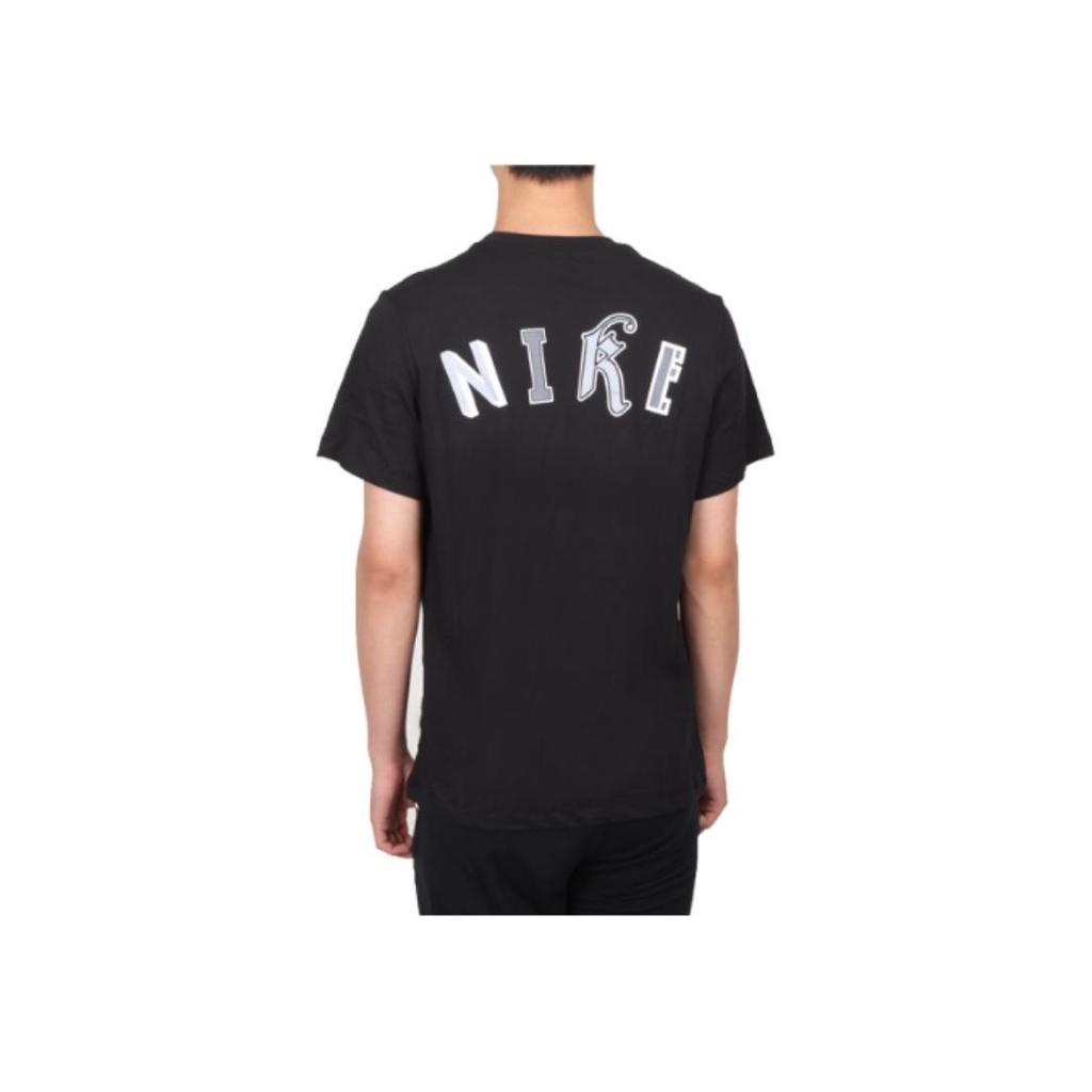 Nike Solid Color Front Print Vintage American Crew Neck Short Sleeve T-Shirt Men Tops Black FD0047-010