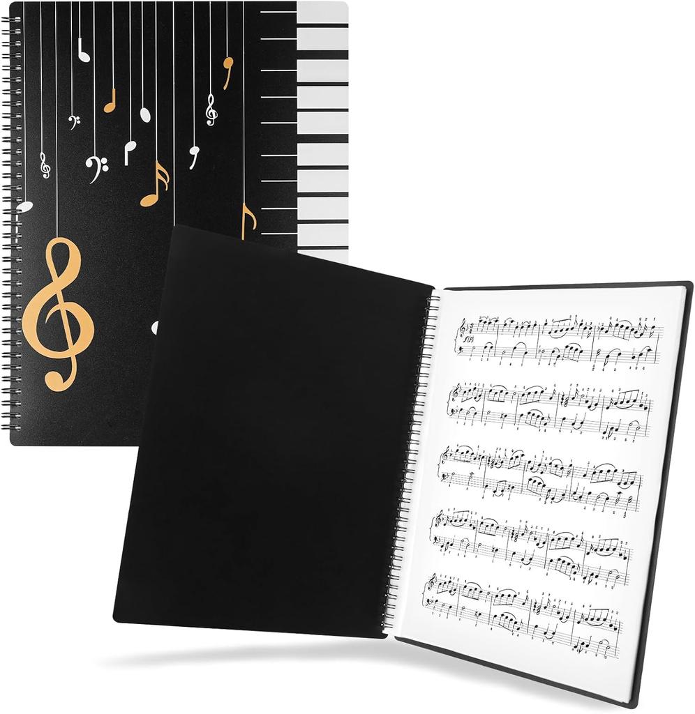 A4 Sheet Music Folder 120 Pages Capacity with 60 Pockets Dual-Side Display Music Organizer for Piano Sheet Art Drawing Document Storage Ideal f