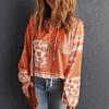 Women V Neck Casual Long Sleeve Floral Print Blouse Loose Fit Lightweight Pullover Top for Everyday Wear