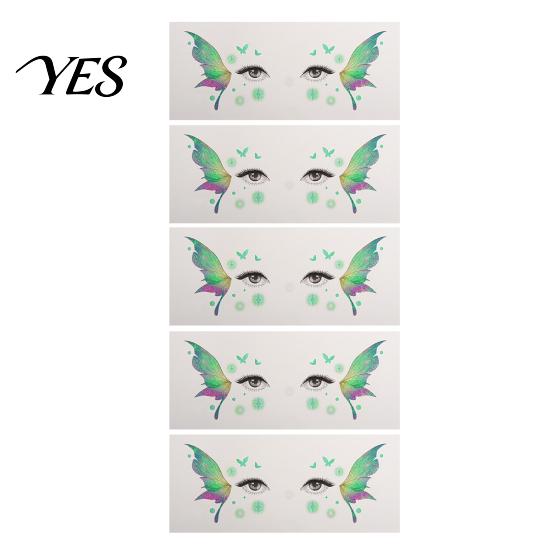 Mobile Phone Case Stickers 5 Sheets Glitter Butterfly Eye Stickers, Temporary Face Tattoos for Tail Kids, Cartoon Decals Festival Makeup, Party Decor