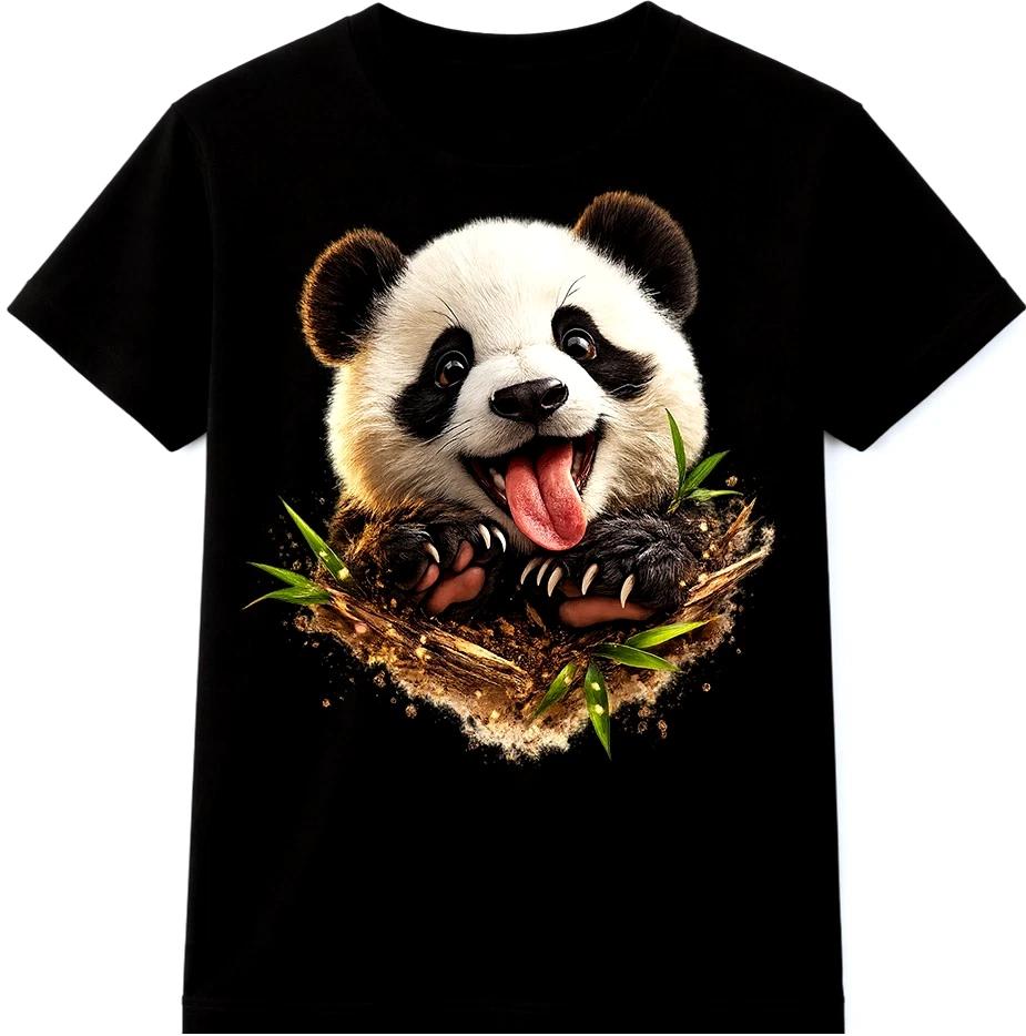 Cute Baby Panda T Shirt Adorable Cartoon Bear Graphic Tee Kawaii Animal Top XXL
