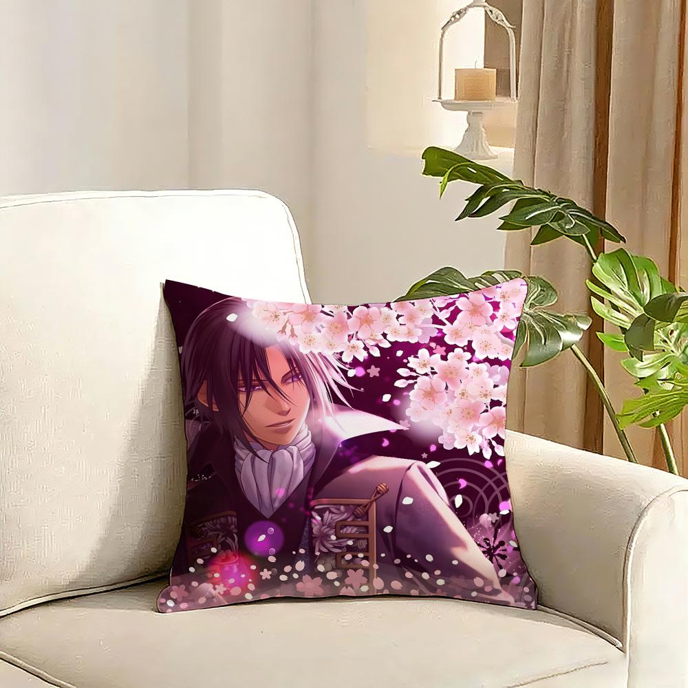 Anime Hakuoki game Cushion Cover Reversible Plush Pillow Cover Soft Fluffy Home Decor for Sofa Bedroom