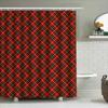 Red Plaid Shower Curtain Waterproof Bathroom Decor Customizable Size Home Decoration Red Pattern Shower Curtains