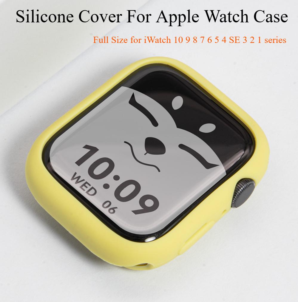 Silikonhülle für Apple Watch Hülle 10 42mm 46mm 44mm 40mm 45mm 41mm Zubehör Stoßfänger Schale Schutzhülle iWatch Serie SE 6 7 8 9