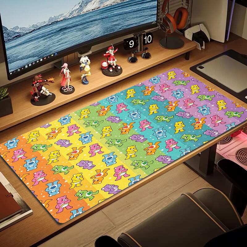 Cartoon Care Bear Color Mouse Pad Large Gaming Table Cushion Non-slip Laptop Tablet Big Mousepad XXL Mat Mini PC Playmat With Lock Edge