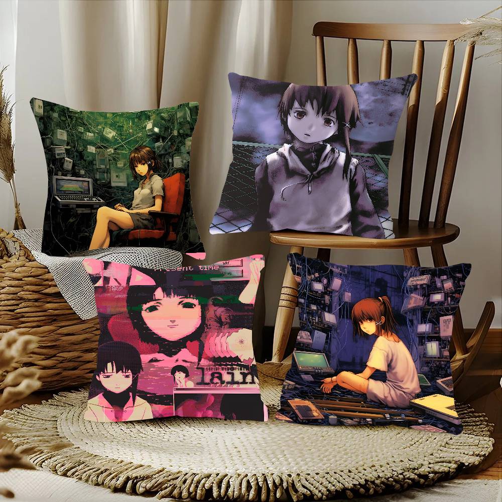 Anime S-Serial Experiments L-lain Pillow Case Square Pillow Bedroom Sofa Leisure Comfort Cushion Car Home Decoration