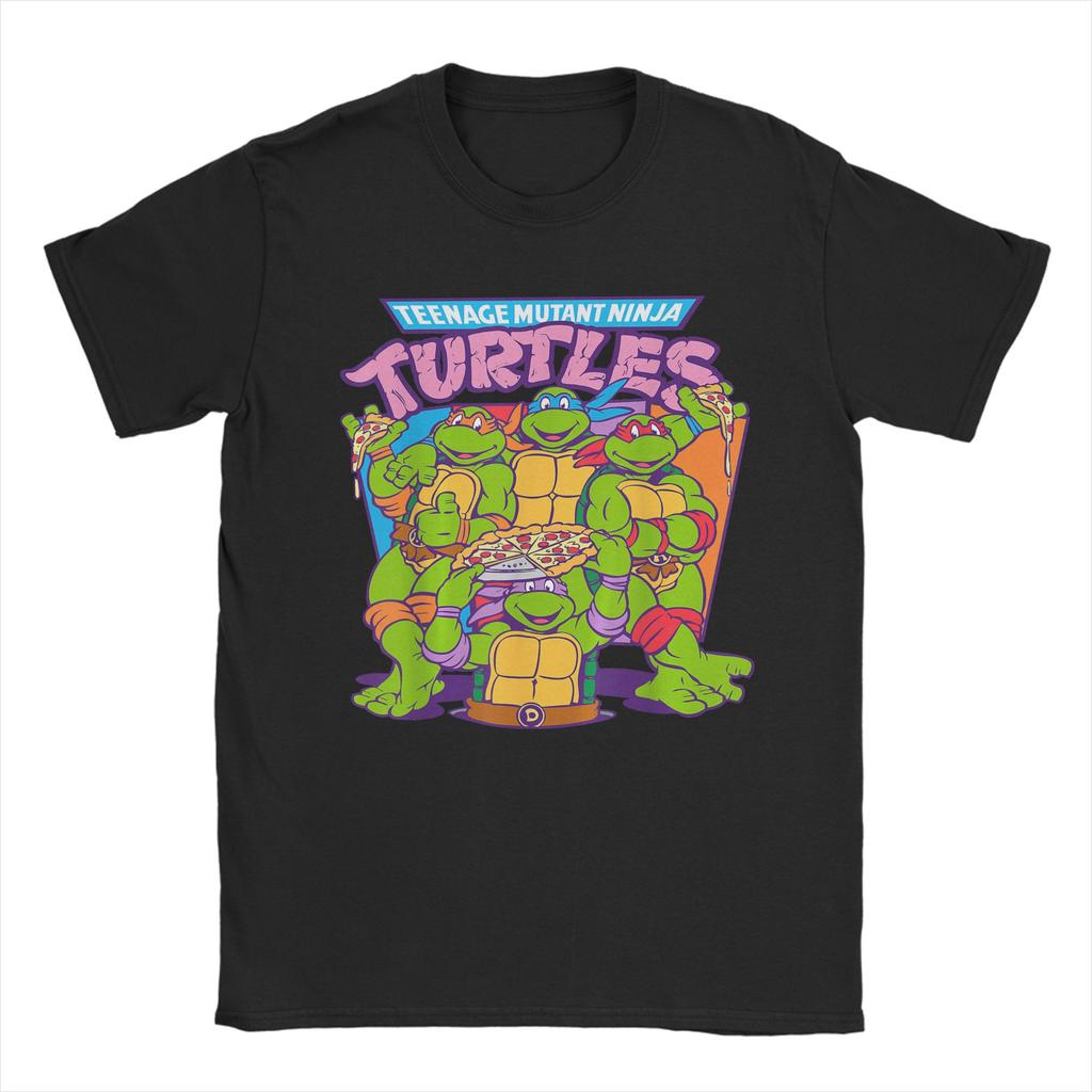 Men TShirts Ninja Turtles Pizza Smiles Novelty 100 Cotton Tee Shirt Short Sleeve T Shirt O Neck Clothes Graphic Printed