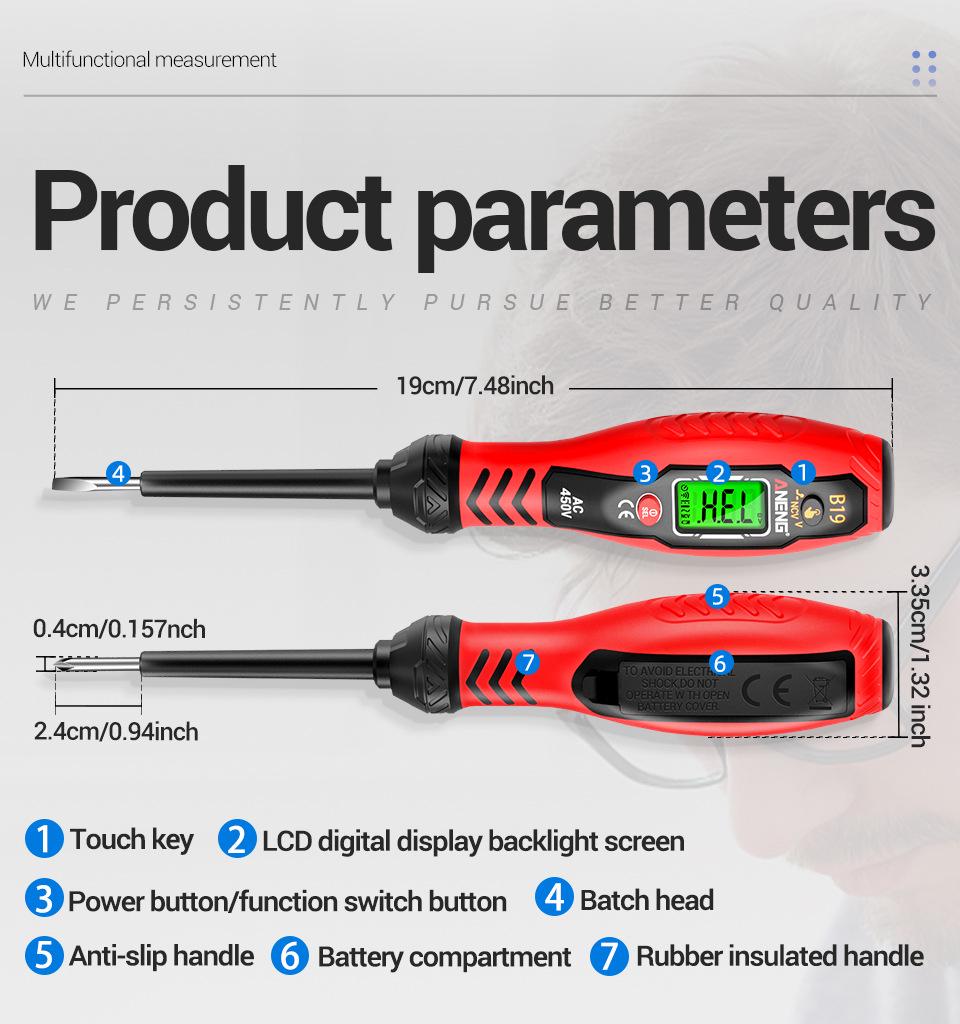 ANENG Smart Digital Voltage Tester Pen with NCV Sensing, Circuit Continuity, and Zero Fire Line Identification.