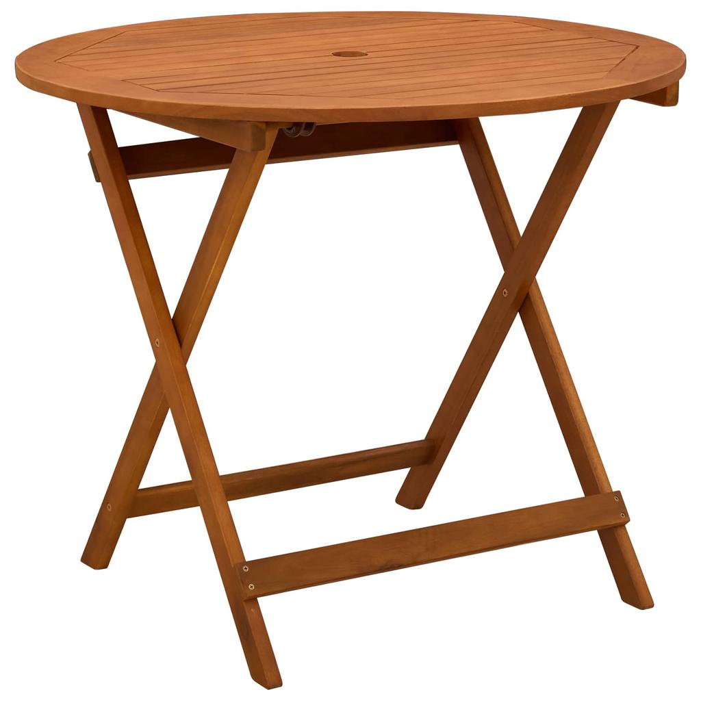 Folding Garden Table Brown Ø 90 x 75 cm