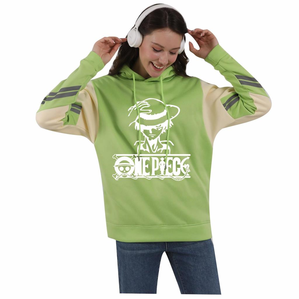Unisex Pirate King Anime Color Block Patchwork Hoodie with Hood