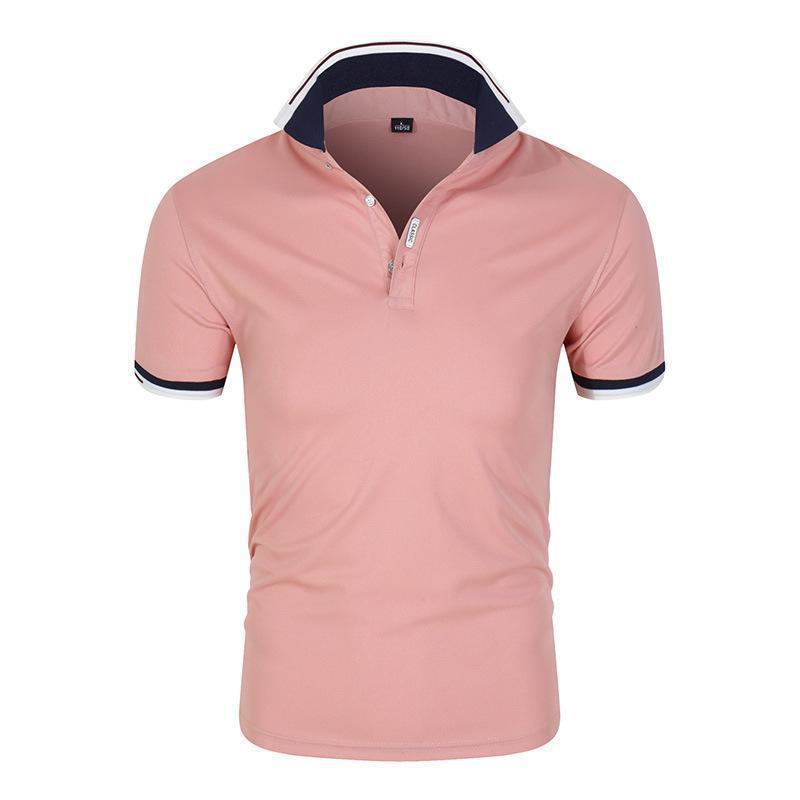 Men's Casual Plain Color Lapel T-Shirt - Short Sleeve Summer Style