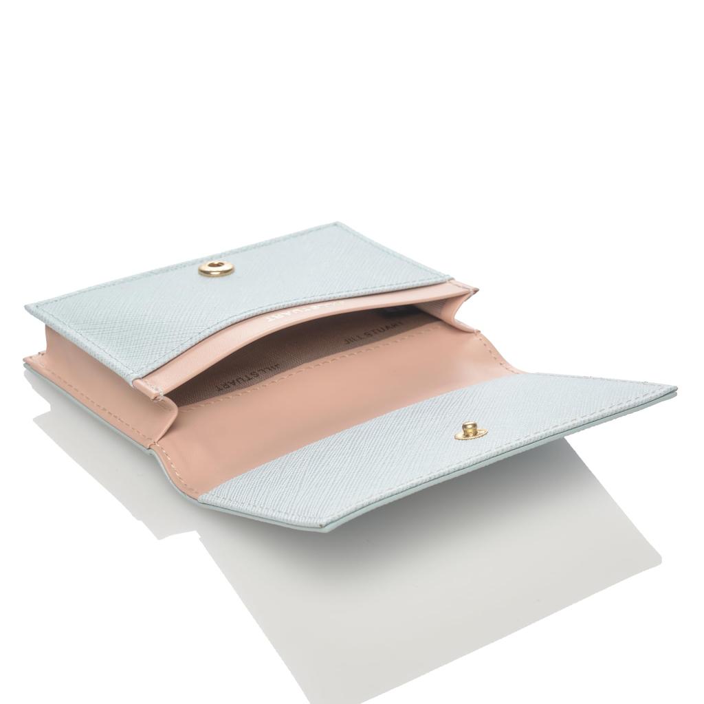 JILL STUART Gloria JSLW3AM1 Business Card Holder Cowhide Saffiano Leather Ribbon Motif Glitter Pastel Women's Case Wallet