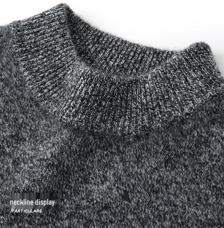 Men's Thick Heather Yarn Cashmere Sweater - Half-High Collar, Light Luxury, Warm for Autumn/Winter, New Style Knit Base Layer