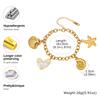 Shell Starfish Conch Charms Bracelet for Women,18k Gold Plated Stainless Steel Summer Beach Waterproof Jewelry