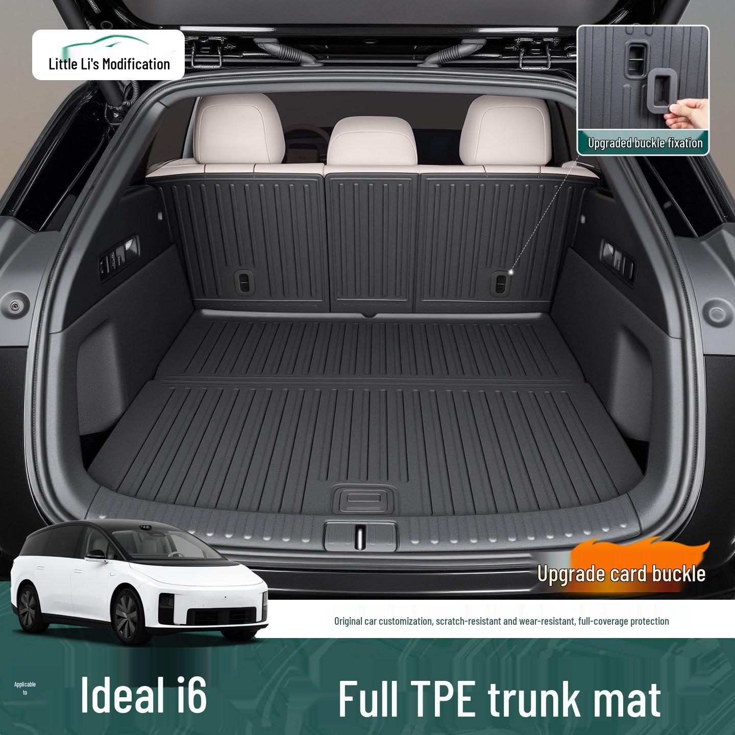 Li Auto i6 Custom TPE Trunk Mat & Tailgate Protector Set Li Auto i6 TPE Lower Trunk Mat Black 1-Piece