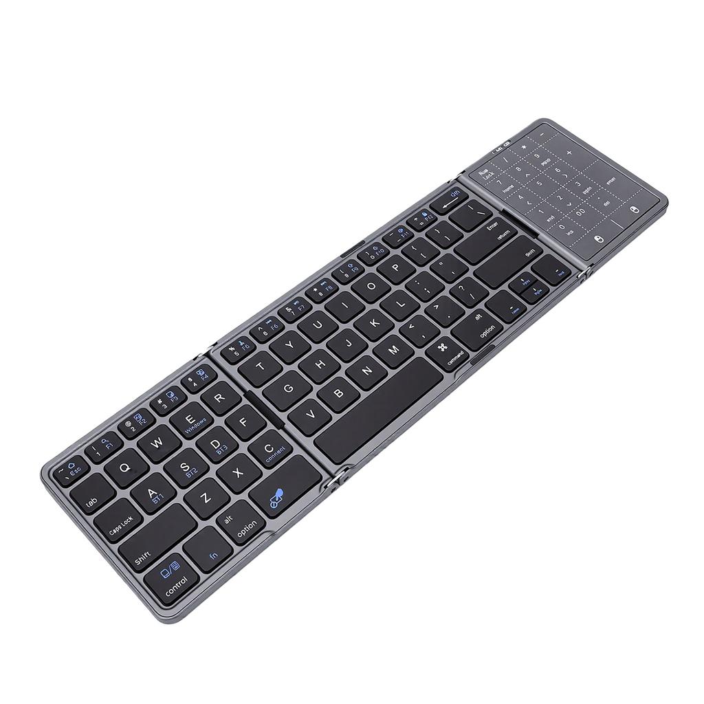 Portable Foldable Keyboard with Touchpad Rechargeable Bluetooth Travel Keyboard for Smartphones Tablets Laptops