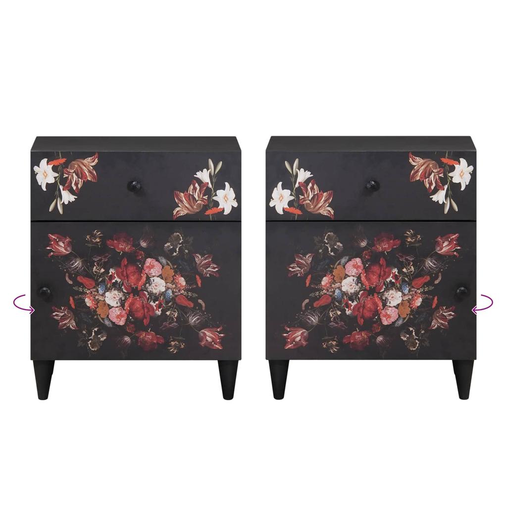 Nightstand Multicolored 50 X 33 X 60 Cm Solid Mango Wood