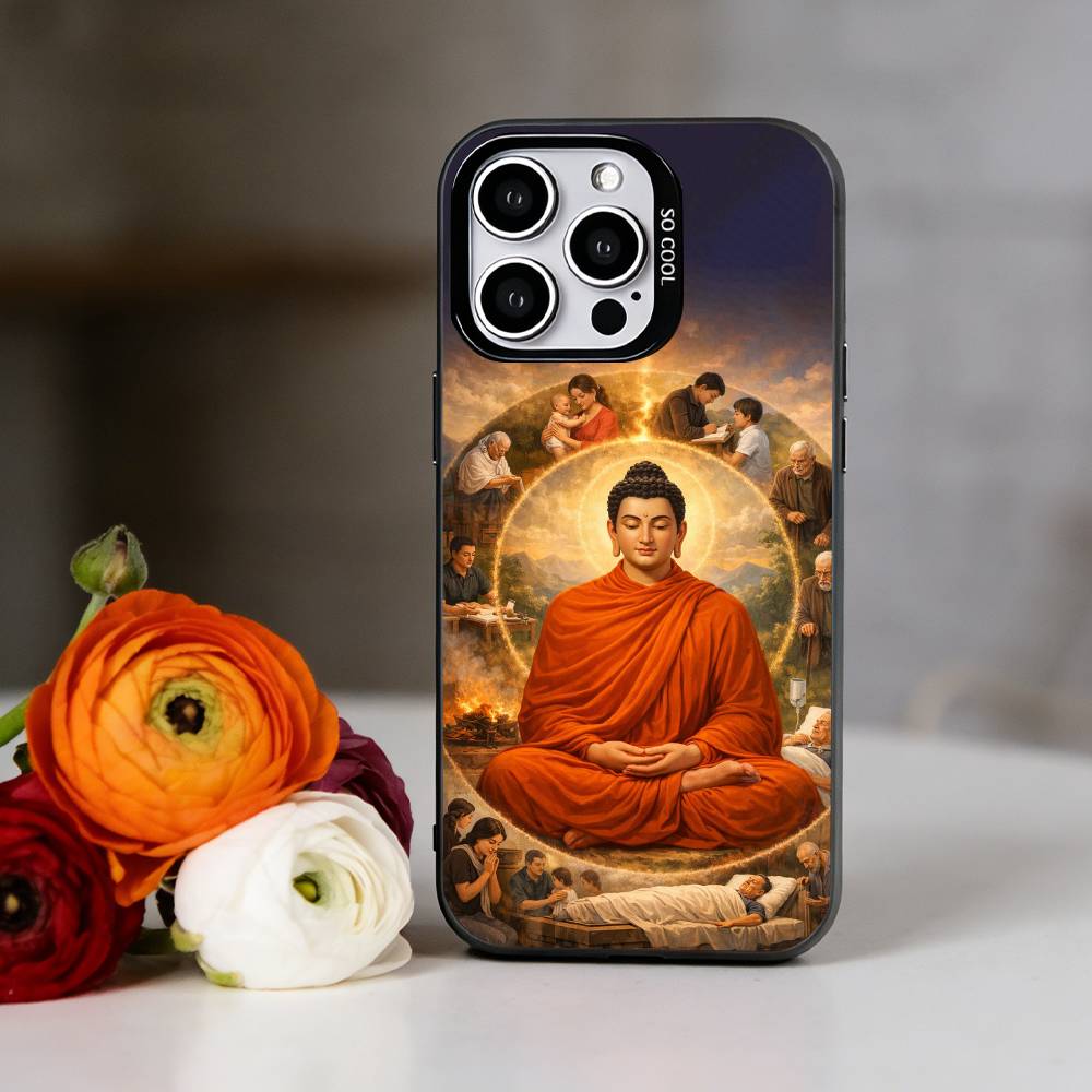 Siddhartha Gautama Phone Case For iPhone 17,16,15,14,13,12,11 Plus,Pro Max,XS,Colored Silver Plated Inside Cover iPhone13