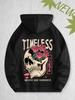 The 2025 Autumn New Men's Casual Hooded Shirt Features a Retro Print of Skull and Rose Patterns On Eco-friendly Fabric